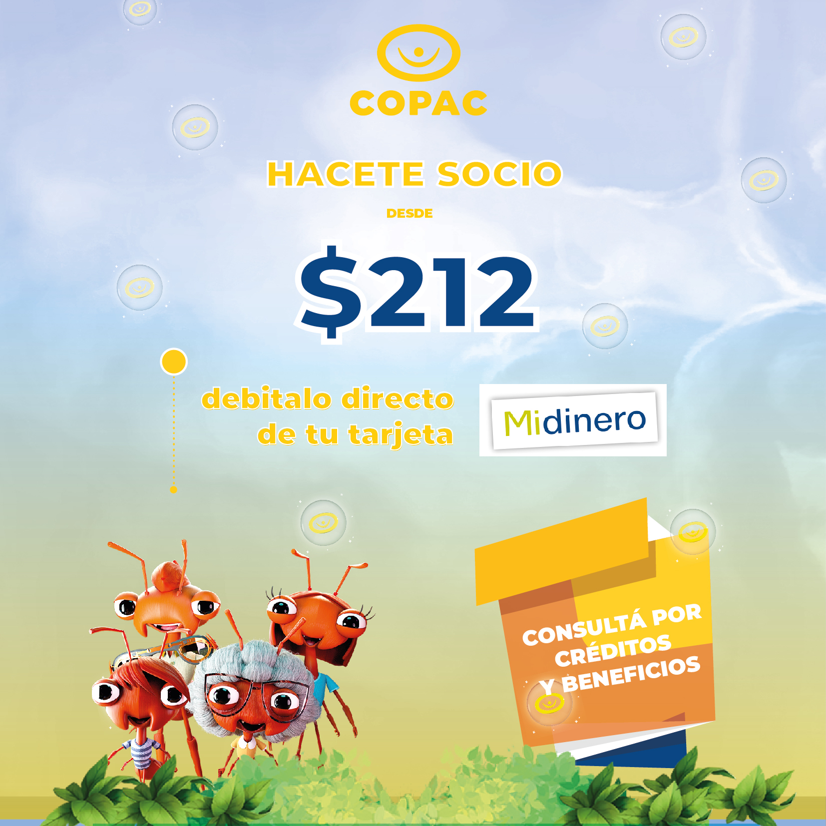 Sí tenes MIDINERO, podes ser socio de COPAC